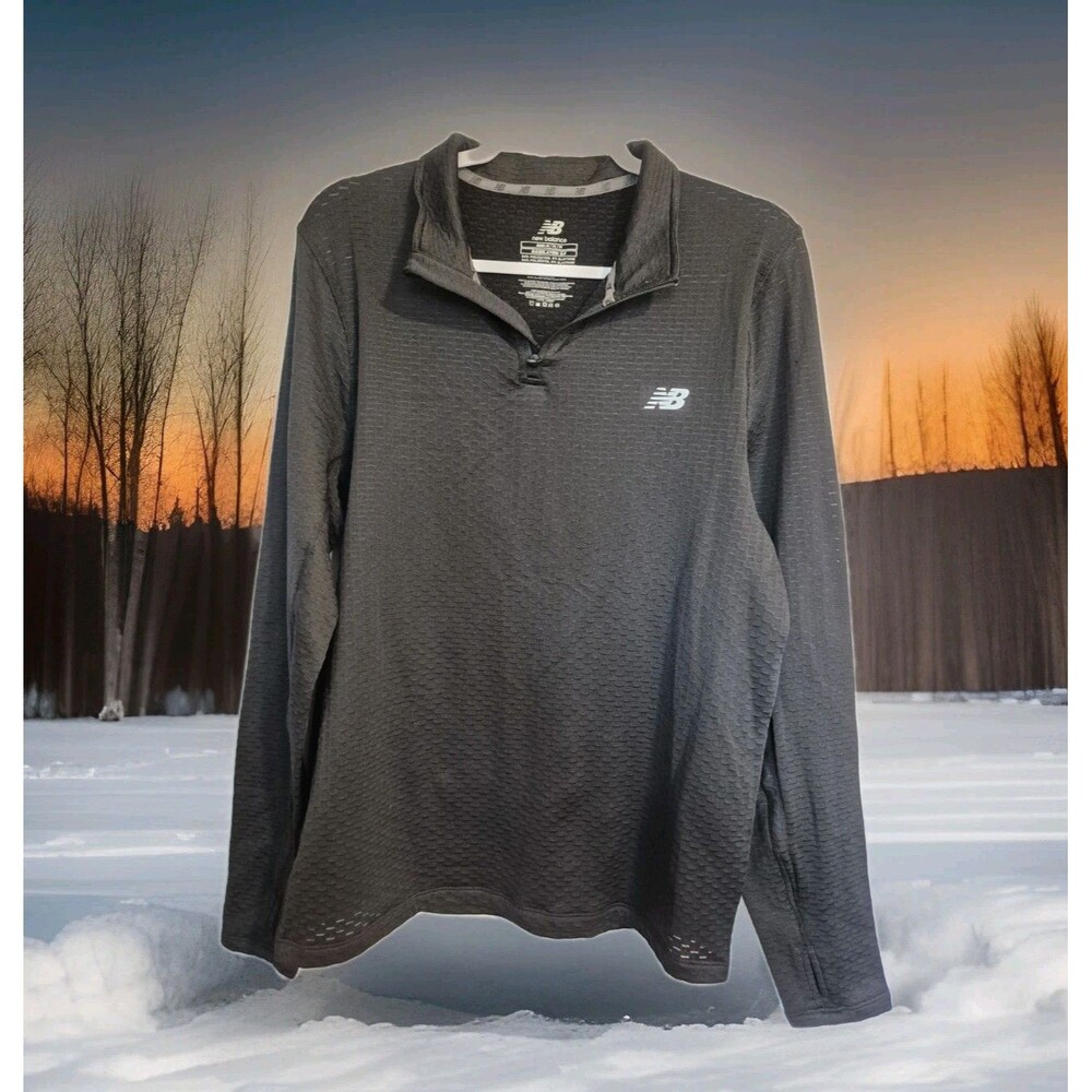 New Balance Men's Baselayer 3.0 Mock Neck Pullover Top Black Size M Long Sleeve